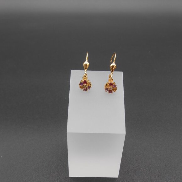 Earrings, Multi Gemstone Floral in 18K Vermeil Yellow Gold Over Sterling - Picture 8 of 8